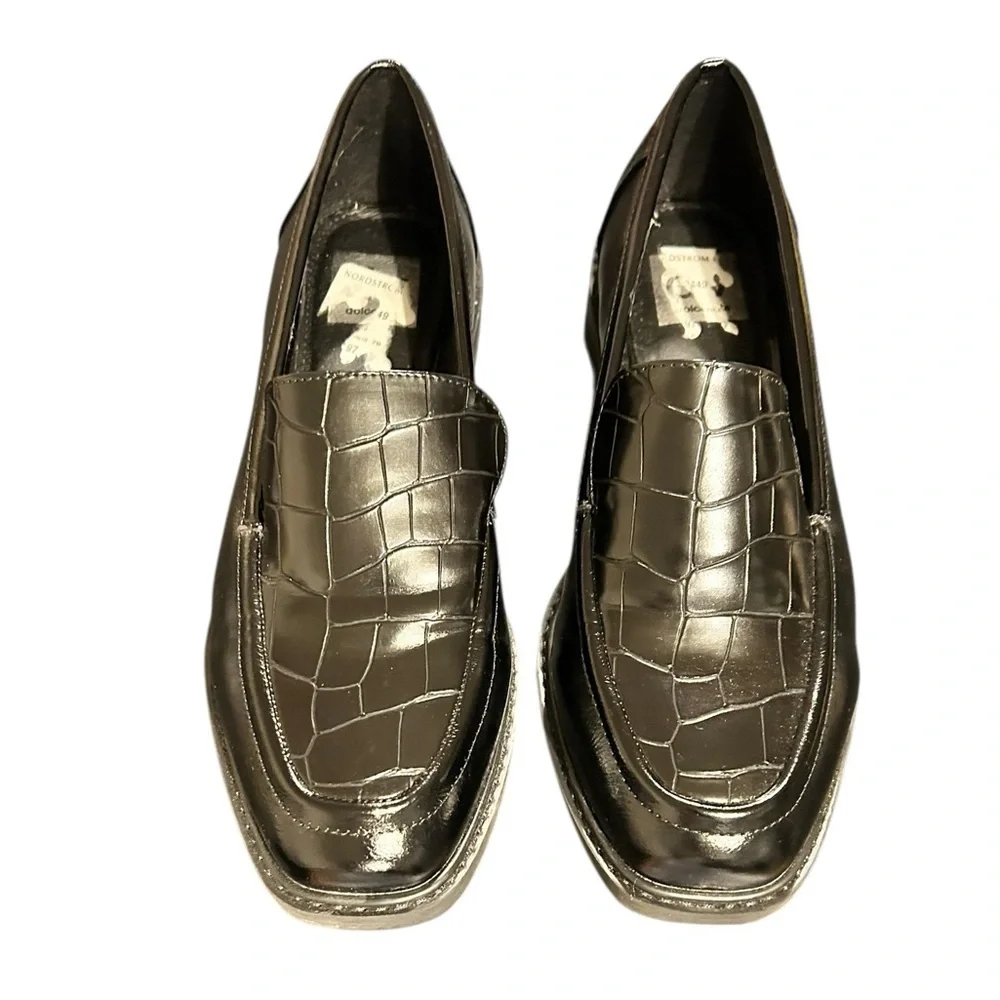 DOLCE VITA Black Crocodile Embossed Faux Patent Leather Excellent Condition Sz 8